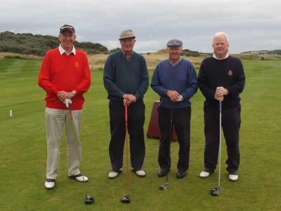 Alan Cunningham, John Williamson, Billy McCosh and Ian Simpson about to tee off at Rathmore Golf Club
INCR 35 407 MP
