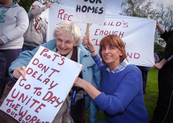 A recent protest outside Rectory Field care home in Londonderry.