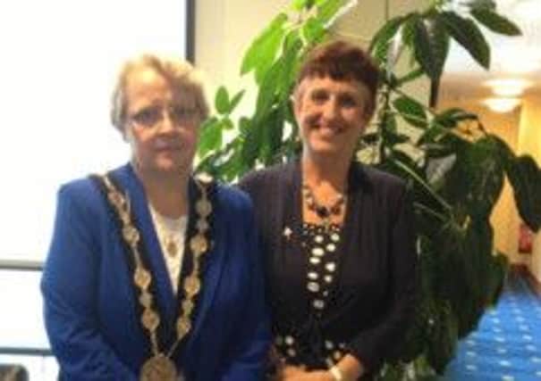 The Mayor, Councillor Margaret Tolerton and Mrs Una Crudden, who is an ovarian cancer sufferer who spoke with to elected Members at the Council's Full Council Meeting on Tuesday 27th August.
