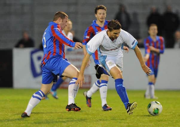 Gary Thompson in action for Ballymena United in Friday night's Danske Bank Premiership defeat by Ards. Picture: Press Eye.
