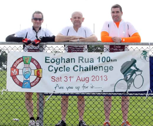 Brian McMorrough, Brendan McLernon and Eamonn Mulholland who organised the Eoghan Rua Cycle Challenge on Saturday.