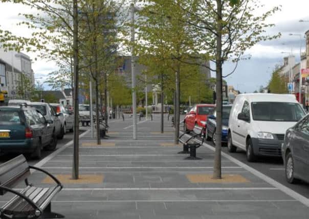 The new trees and paving in Lurgan Town Centre. INLM2611-511gc