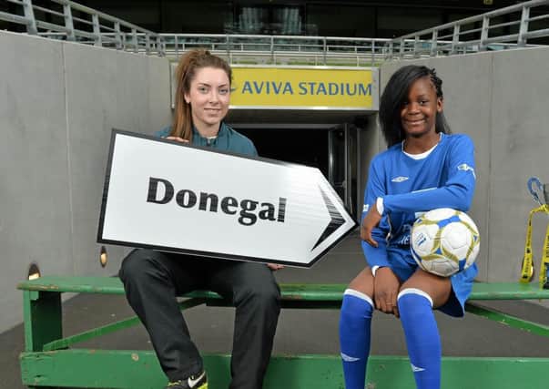 Gemma McGuinness with Glodie Bakala, Scoil Mochua, Celbridge, Co. Kildare at a promo event in Lansdowne Road recently.