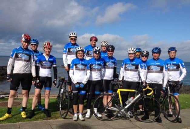 Ballymena Road Club members at Portballintrae as part of their 2013 harbours tour.