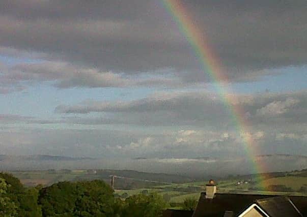 Autumn has arrived - a rainbow over a mist filled Foyle Valley...