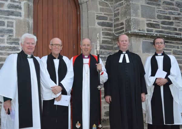 (L to R) Canon Stuart Wright, Rev Dr Long, Bishop Ken Good, Canon David Crookes & Archdeacon David Huss.