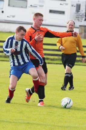 Action from West Bann Athletic's 4-0 win over FC Windyhall on Saturday.