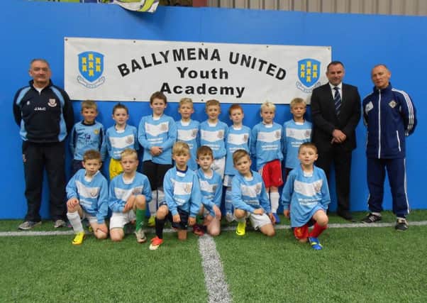 Ballymena United Youth Academy's new Elite Development Centre was launched recently. Included are Joe McCall (United Head of Youth Development), first team manager Glenn Ferguson and IFA Development Officer Wes Gregg.