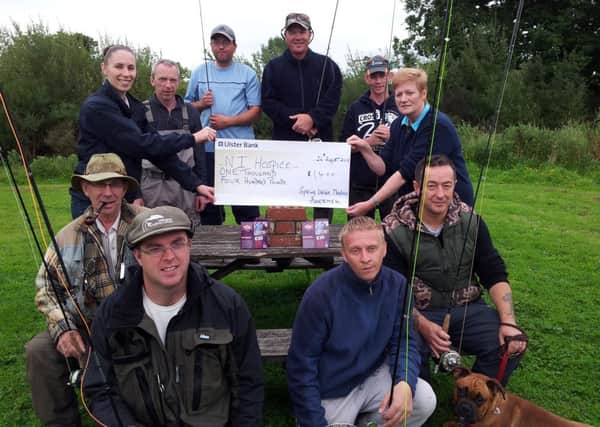Some of those from Springwater Meadow Fishery who raised £1,400 for the NI Hospice Buy a Brick Appeal.