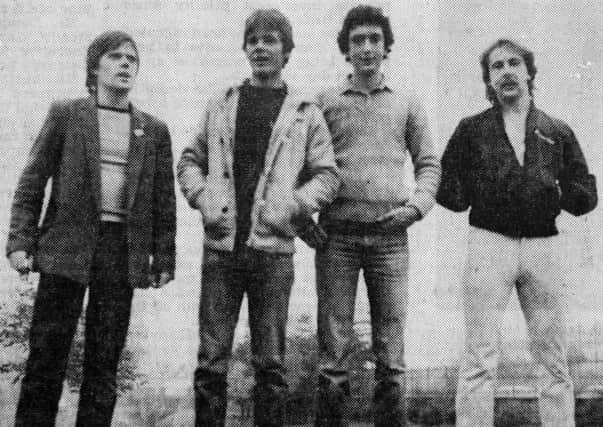 1981 - The local rock group Riff Raff. From left: Ian Kennedy, Broderick Young, Stanley Kyle and Ronnie Sands. INBT38-758F