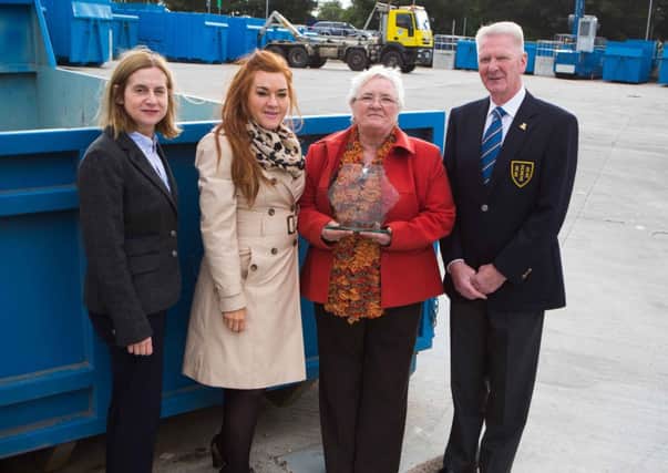 Donna Carey (Head of Waste Management at Ballymena Borough Council), Anne Donaghy (Ballymena Borough Council Chief Executive), Cllr Beth Adger (Chairperson of the Councils Regulatory and Operational Services Committee) and Cllr Desmond Robinson (Vice Chairperson of the Councils Regulatory and Operational Services Committee).