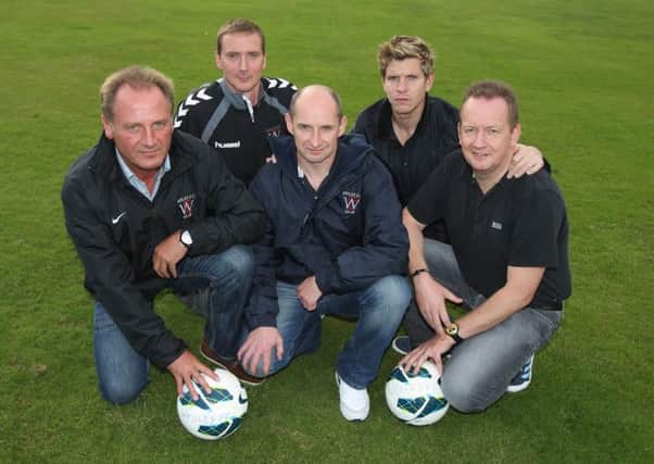 Wesley FC committee members Stephen Spence (chairman), Terry Barnes, Scott Masters (treasurer), Gareth Maher and Brian Crawford (vice chairman) are appealing for new management and players. US1339-542cd