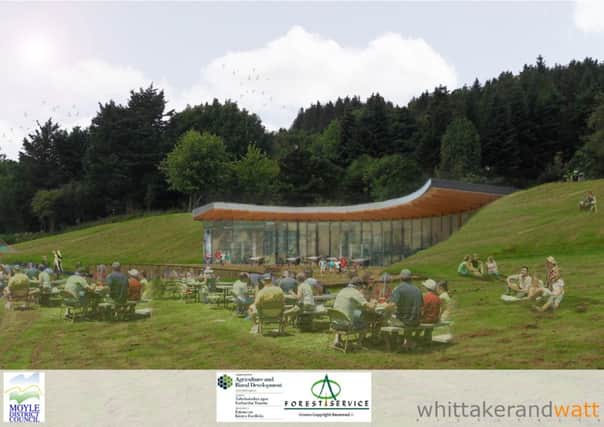 An artist's impression of a possible new  visitor centre, cafe and event building at Glenariff Forest Park.