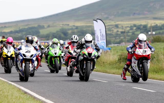 Michael Dunlop gets off the line in the Superbike race at the Armoy road races.Picture by Jonathan Porter/Presseye.com