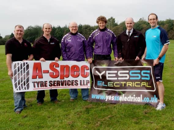 Pictured at the launch of Springwell Running Club races are sponsors and officials, Adrian DohertY, David Woodend, Kenny Louden, Alistair Bratten, Rodney Lockhart  and John Laverty  
INCR40-156MP