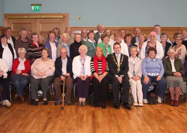 Mayor of Derry, Colr Martin Reilly pictured with representatives of churchs in Newcaslte, Dundrum and Downpatrick when they visited the Guildhall recently. Also in photo are Rev. Ken Connor and Rev. Peter Murray.  (DER3913JB086)