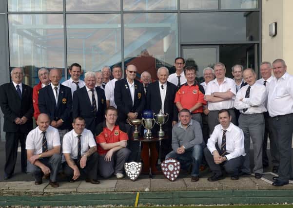 Banbridge Bowling Club members and the trophies they won, pictured on Presidents Day  © Edward Byrne Photography INBL40-246EB