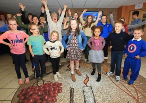 Trinity Methodist Church, Fashion Show. pictured: young models (front row) Aimee Budd, Kavin Wilson, Lucy Carlisle, Casey Connelly, Adrienne Fleming, Matthew Tosh and James Tosh practice their catwalk moves INUS3913-800JC
