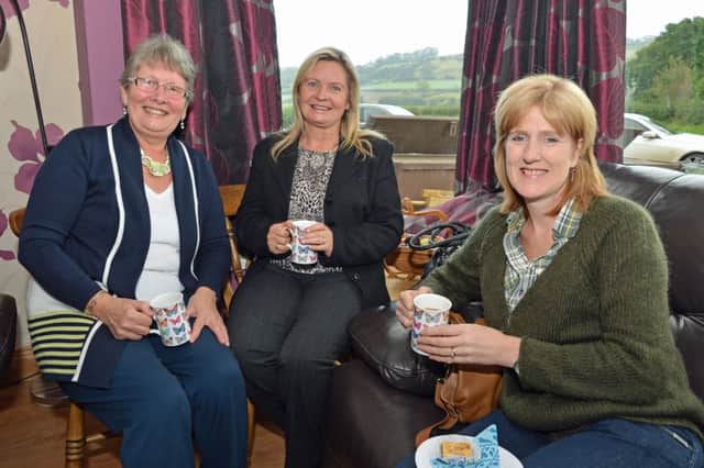 Rosemary Junkin, Lynette Wilson and Arlene Thompson pictured at the coffee party to raise funds for the NI Hospice in McDowells of Gleno. INLT 39-002-PSB