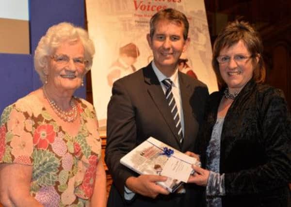 Pictured at the launch of Nurses Voices from the Northern Ireland Troubles are  Elizabeth McAlister, RCN History of Nursing Network, Health Minister, Edwin Poots and Norma Grindle from Castlerock. Both Elizabeth and Norma contributed stories to the book. INCR41-320S