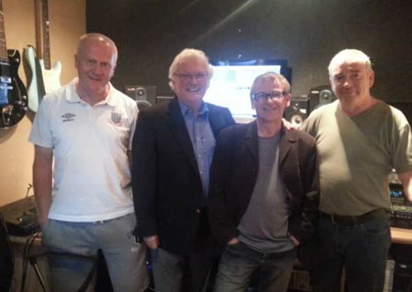 The men behind the new Ballymena United song 'Have You Ever Wondered Why?' - Davy Sloan, Jackie Fullerton, Colin Agnew and Paul McNeilly.