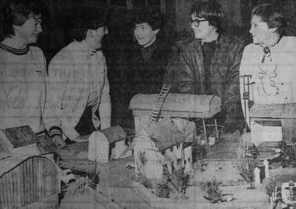 1982 - Ballymena Girls' and Boys High Schools pupils who set up a Farm Safety exhibition as part of the schools safety campaign. They are (from left) Nelson Smyth, Hazel McCullough, Heather Rea, Thomas McCullough and Catherine Wharry. INBT40-753F
