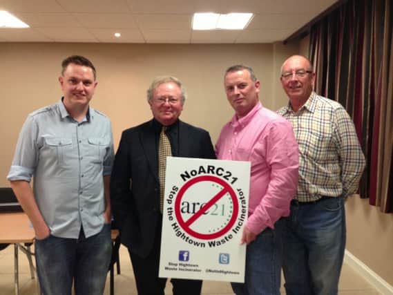 Prof Vyvyan Howard (second from left) gave the NoArc21 campaign group a presentation on the potential dangers of waste incineration at their meeting last month. He is pictured with group representatives Craig Goodall, Colin Buick and Richard Gregory.