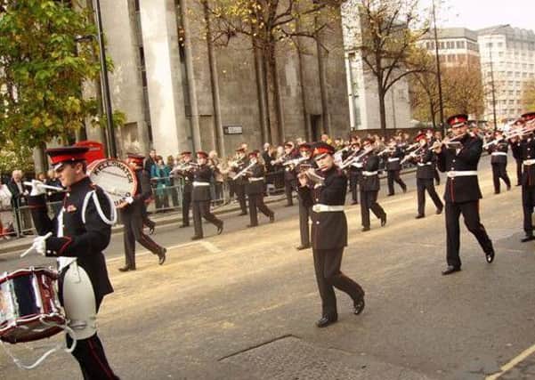 Kellswater Flute Band pictured at the Lord Mayor's Show in London will be among the marching bands peforming in Ballee High School on October 24