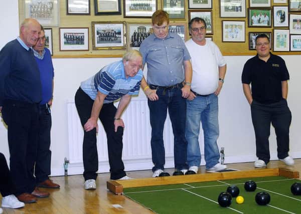 All eyes on the mat at Ballymena Bowling Club where the home side took on the Old Bleach side. INBT 43-809H