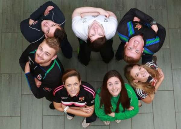 Coleraine student Sammy Jo Greer is among the first sporting stars to have been selected to participate in the Queens Elite Athlete programme, here she is pictured with the other six athletes who have been selected. 
Photo/Paul McErlane