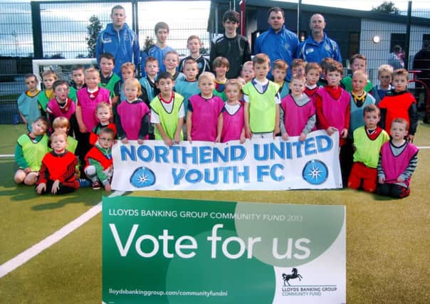 Northend Youth football squad with their coaches who are looking everyone to vote for them in the Lloyds Banking Group Community Fund 2013 where they have reached the final four in the competition. INBT41-235AC