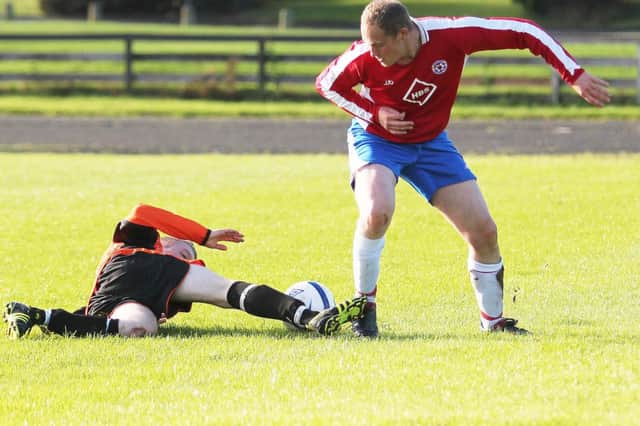 Action from West Bann Athletic's win over Dunaghy Old Boys on Saturday.