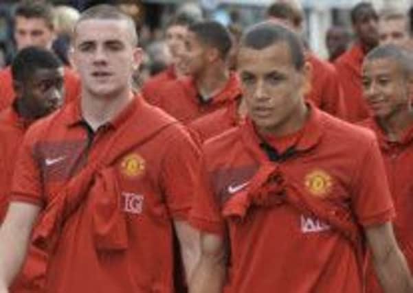 Former Manchester United duo Robbie Brady and Ravel Morrison along with team-mate Jesse Lingard (back right, now on-loan at Birmingham City) at the 2009 Milk Cup Opening Parade.