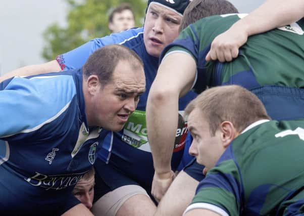 Face to face at Ballymoney Rugby Club on Saturday. Picture by John McMullan.