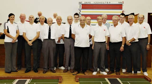 Competitors in the Bowls Pairs finals at Burnside Presbyterian Hall in Portstewart on Saturday evening.