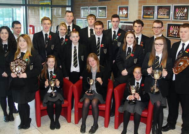 Dunclug College Old School and Keystage 5 award winners at their recent prize giving event. INBT 44-808H