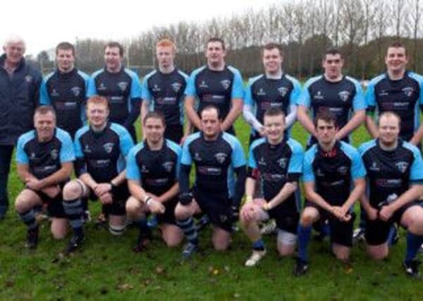 TOP THAT. Pictured at Ballymoney RFC  prior to their match on Saturday in their new look tops, sponsored by Impact Conveyor Parts Ltd, Lisburn are players from Ballymoney 3rds.INBM44-13 042SC.