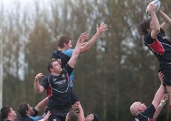 NOT THIS TIME. Ballymoney Rugby Club Firsts  fail to win their own line-out during their game with Ballymena 2nds on Saturday.INBM44-13 046SC.