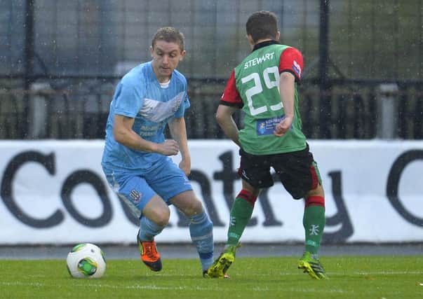 Ally Teggart scored two and created the other of Ballymena United's three goals against Glentoran. Picture: Press Eye.