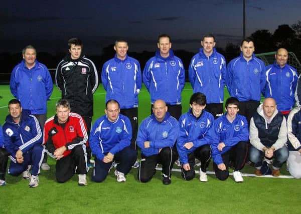 The football coaches who attended the Northend/ Coerver football coaching class in the Clough Sports Complex last week. INBT 44-825H