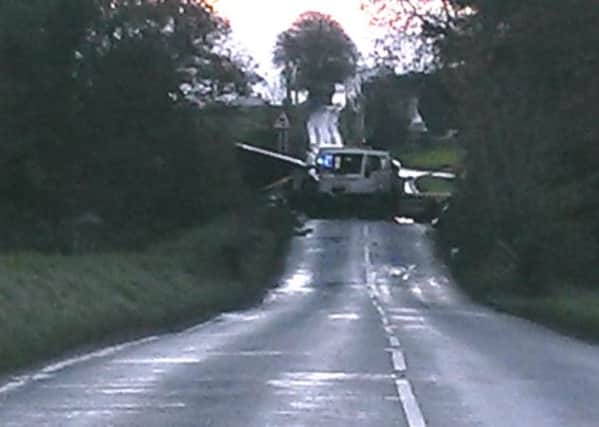 The scene of the crash on the Magherafelt Road, around one mile from Draperstown. Picture Michael McGlade.