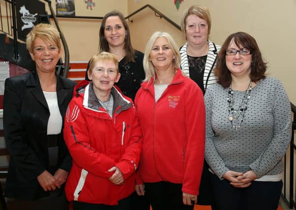Patricia Moore, who appears in the film, Marie Coyle, Creevagh Womens Group, Angela Askin, DCC Community Relations, Anna-Marie Gallagher, Women of Our Time, Lynn O'Connell, Tar Abhaile, and Jolene Mairs Dyer, editor. Absent from the picture is Cathal McLaughlin, Director