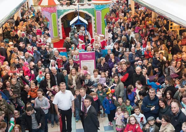 the crowd of fans who weclomed  Santa to Foyleside Shopping Centre.