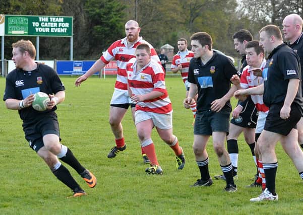 Ballymena Fourths launch an attack during Saturday's match against Randalstown Seconds at Eaton Park. INBT 46-864H