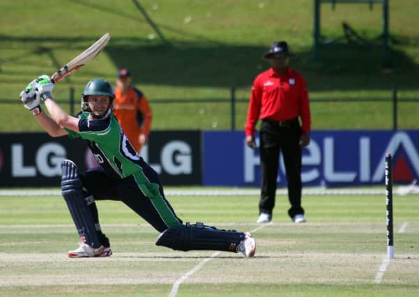 William Porterfield fires this one to the boundary on his way to 75 not out, against Holland, on Tuesday.