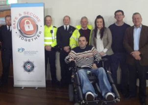 Philip Donaghy and others who took part in the Road Safety Event in Clady.