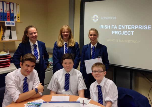 Ballyclare Secondary Schools pupils who are taking part in the Irish FAs enterprise programme.
