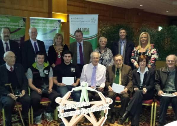 Winners and dignitaries at the South Antrim Community Network awards.  INCT 48-723-CON