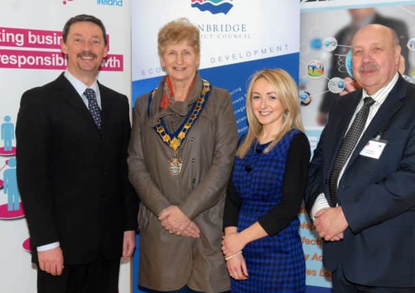 At the sales workshop for small businesses are Banbridge District Council chairman Olive Mercer along with Steve Pollard, Business in the Community, Eva Keenan, Banbridge District Council and Colly Graham, Sales Excellence. INBL4713-BIC