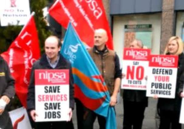 NIPSA members protest the dismantlement of the Housing Executive in Londonderry on Monday (November 25).